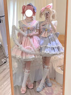 Sweet Lolita OP Dress Navy Collar Pastel Tiered Dress - image 4