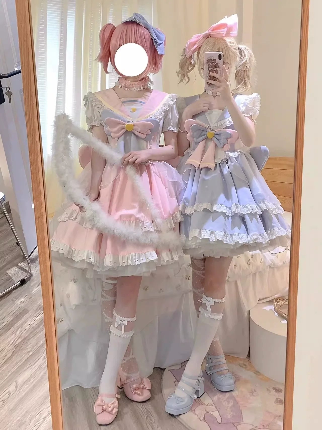 Sweet Lolita OP Dress Navy Collar Pastel Tiered Dress - image 4