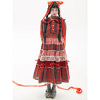 Vintage Lolita OP Dress Red Lolita Plaid Dress for Spring Summer - image 1