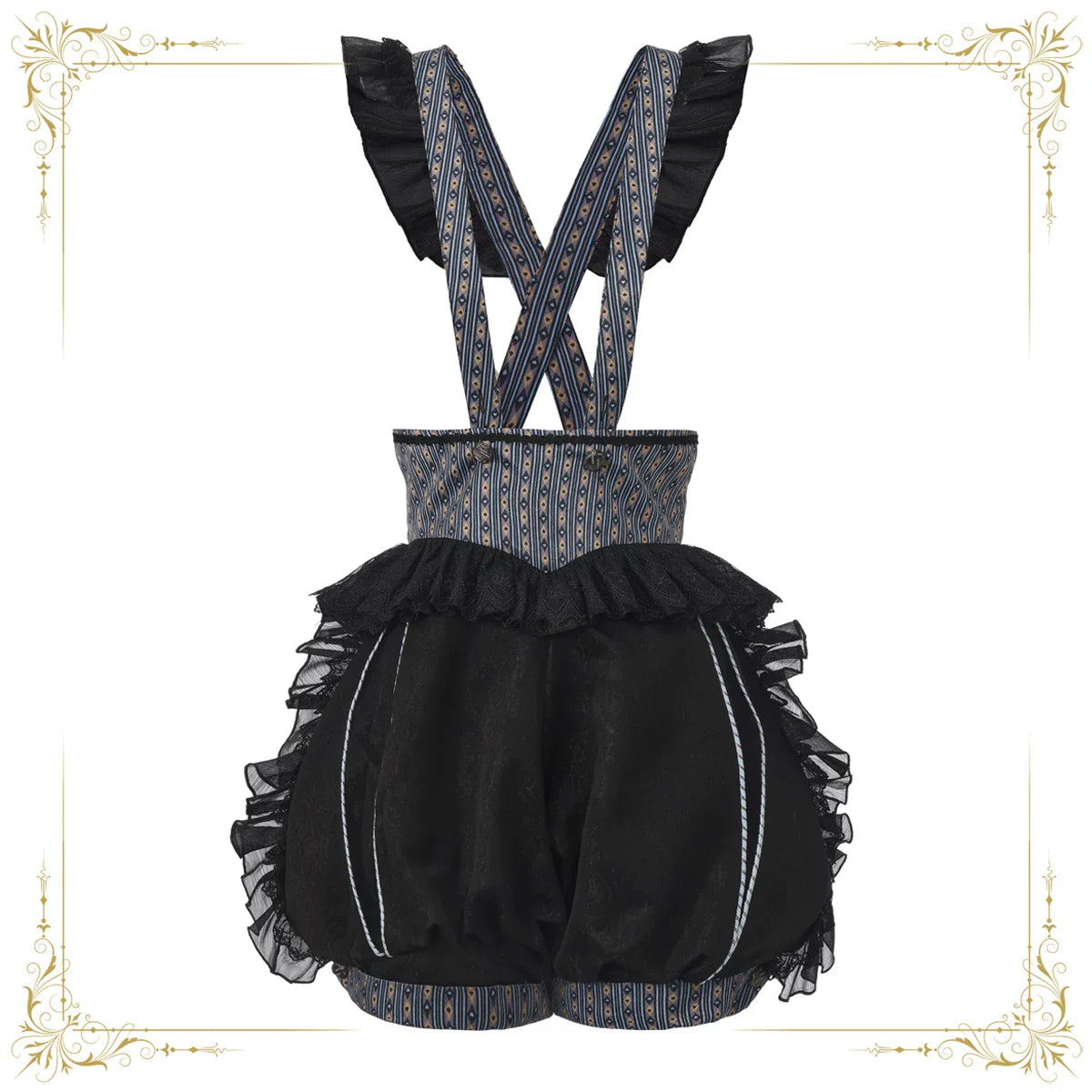 Immortal Bunny's Invitation - High-Waist Ouji Lolita Lantern Shorts, Detachable Straps - image 5