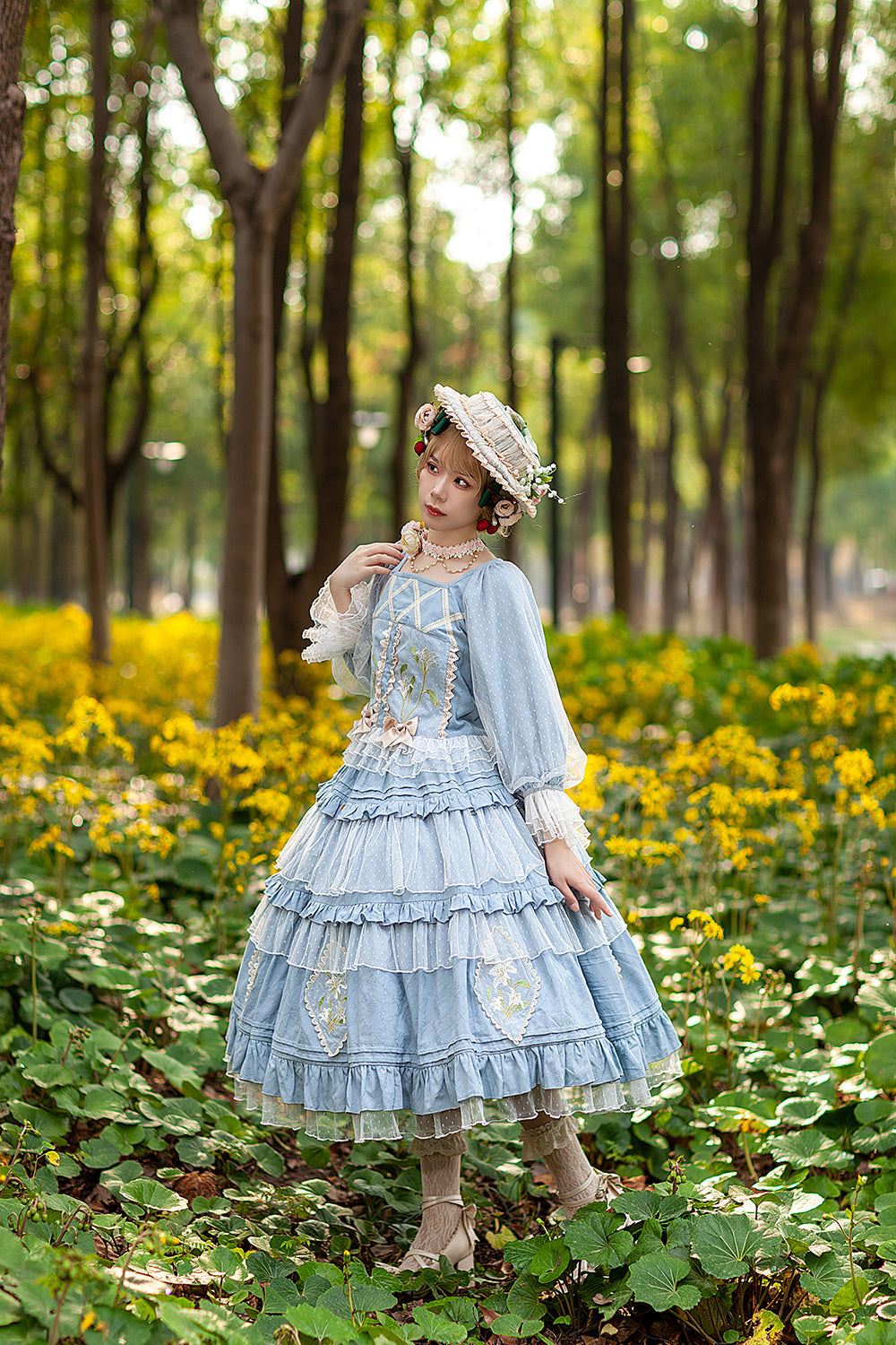 Melaleuca Lily - Embroidery Country Lolita Blouse and Skirt and Accessories - image 5