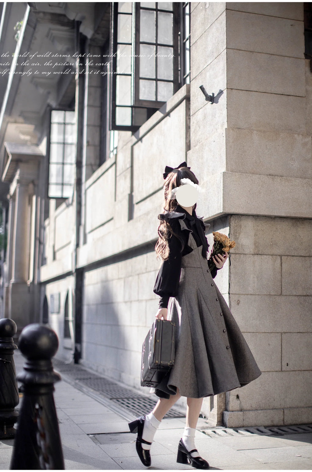 Serena - Elegant Woolen Lolita JSK Dress Set - image 10