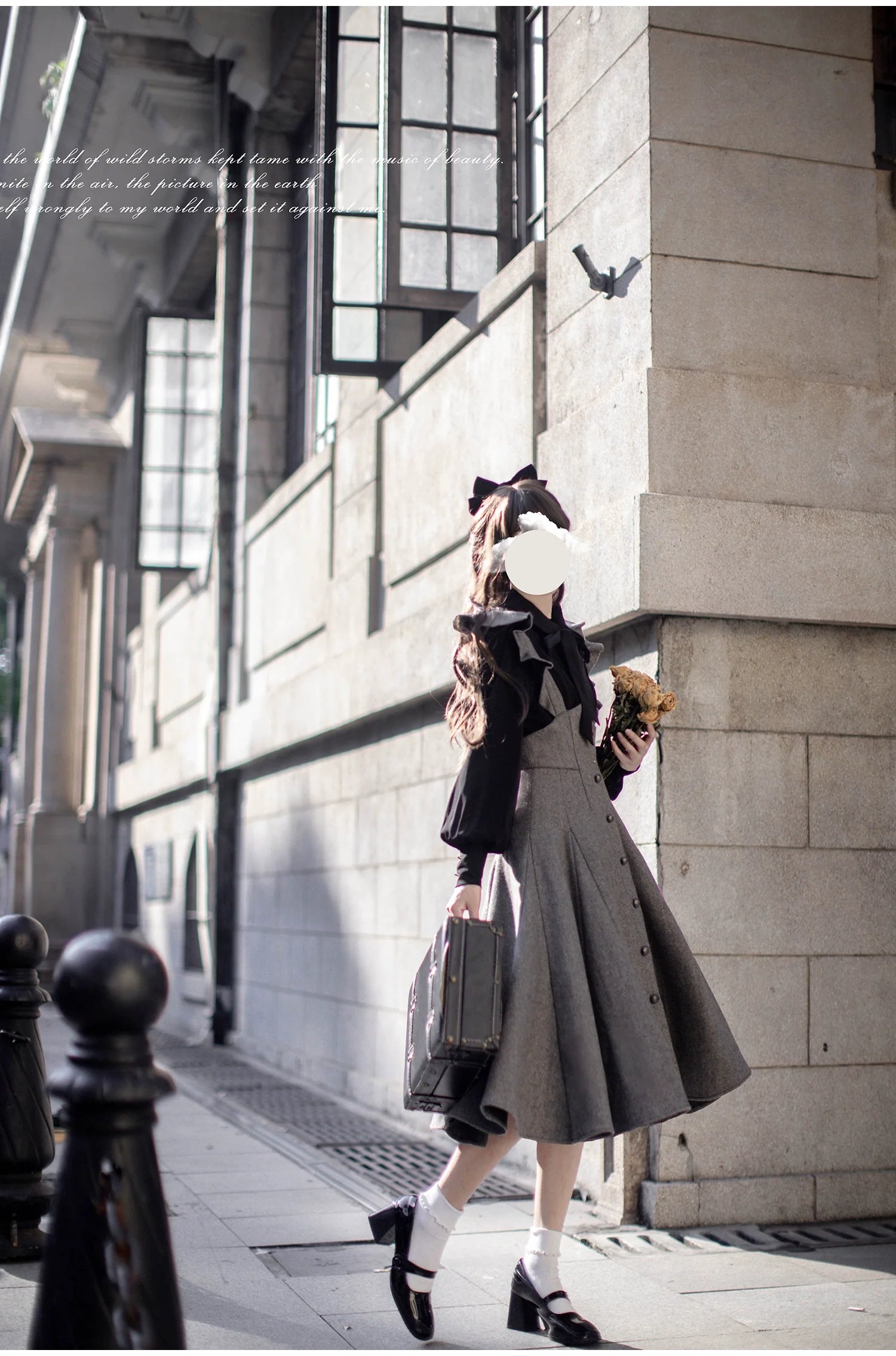 Serena - Elegant Woolen Lolita JSK Dress Set - image 10
