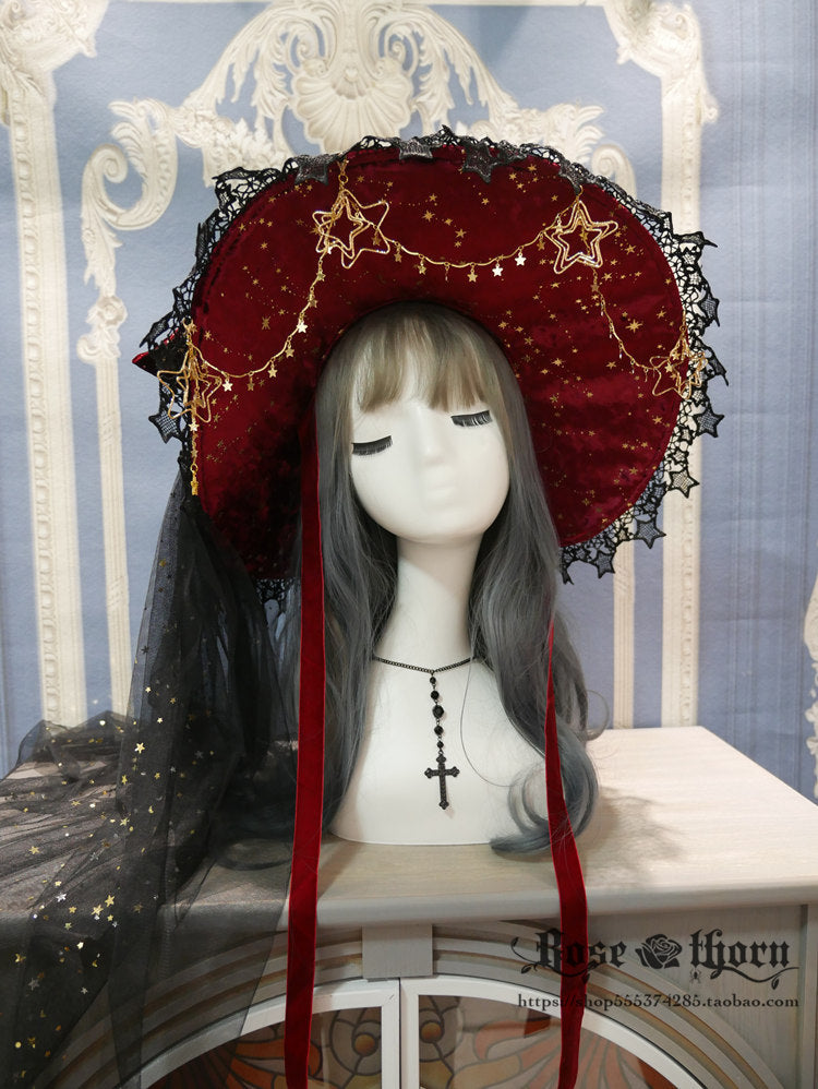 Polar Night Sky - Halloween Gorgeous Gilding Lolita Witch Hat - image 8
