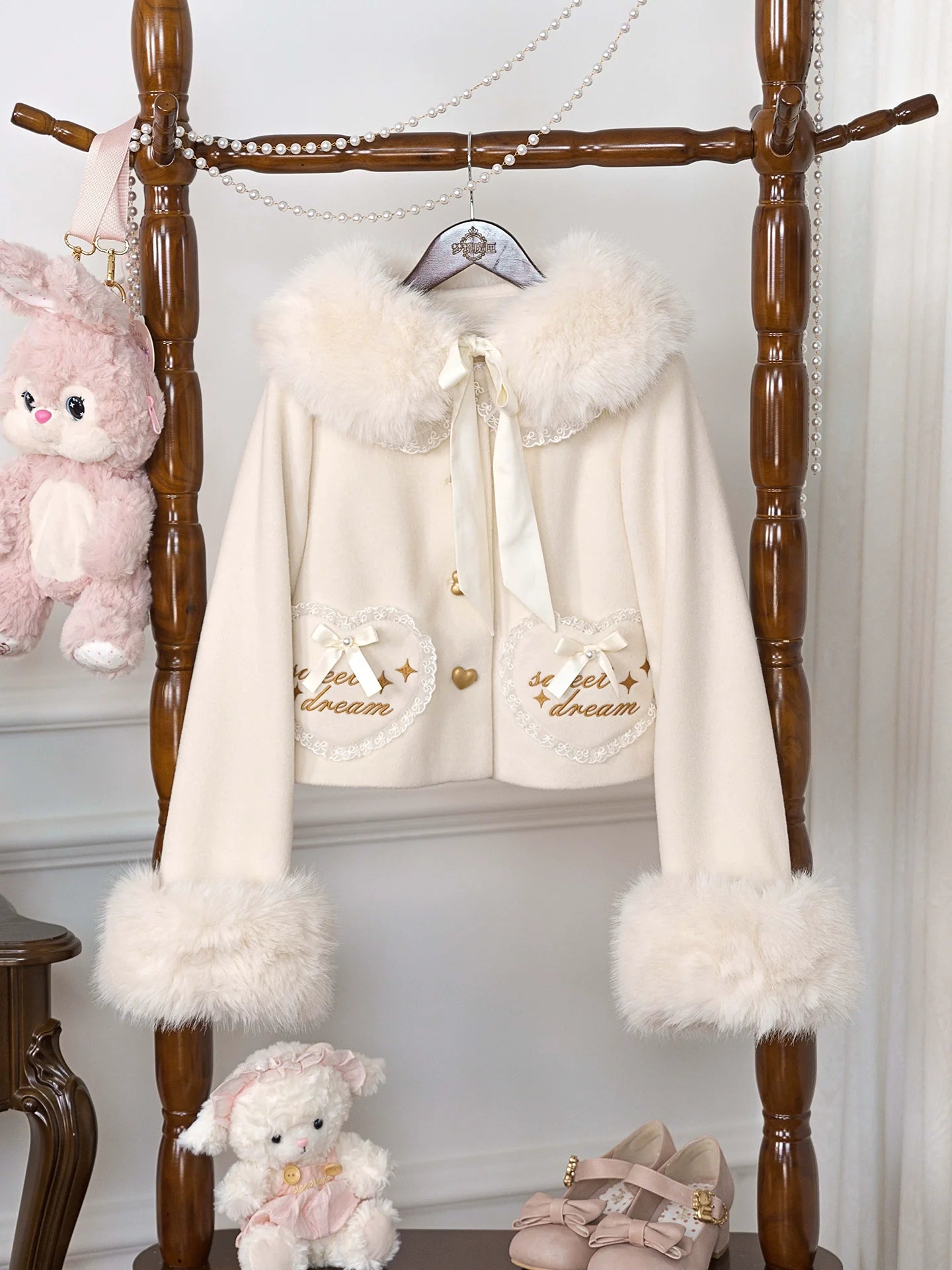 Milk Puff - Winter Fleece-Lined Sweet Lolita Coat, Detachable Collar Collection - image 5
