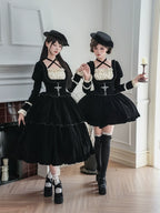 Apocalypse - Gothic Lolita Velvet OP Dress Set, Fishbone Waist - image 1