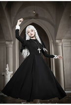 Nihil - Gothic Nun Lolita OP Dress, Irregular Hem Cape and Accessories - image 38