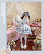 Blueberry Tart Party - Sweet Blue Lolita Salopette Dress Blueberry Tart Print JSK Dress and Accessories - image 16