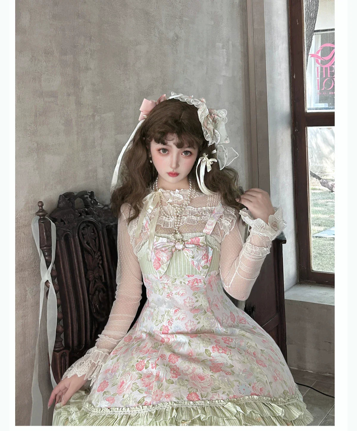 Rose Spring Romance - Cotton Old School Lolita JSK Dress, Floral Print - image 16
