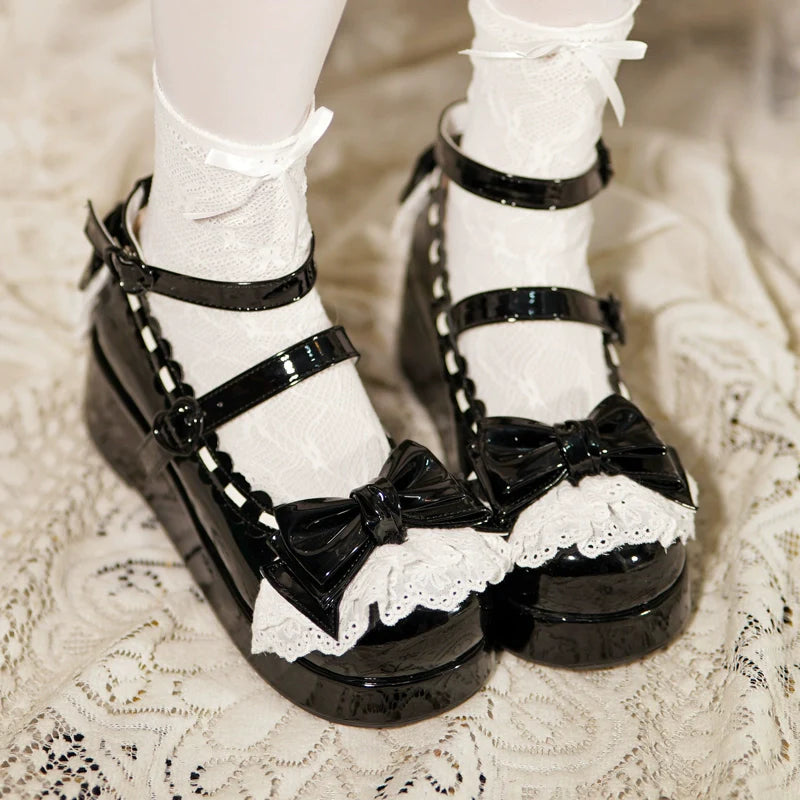 Milky Puff - Sweet Lolita Heels Shoes, Round Toe With Petite Wedge - image 42