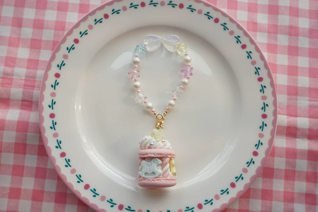 Sweet Lolita Necklace Carousel Cream Macaron Bag Pendant - image 8
