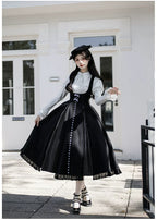 Monochrome Sonata - Classic Lolita Bust-supporting JSK Set, Piano Inspired - image 22