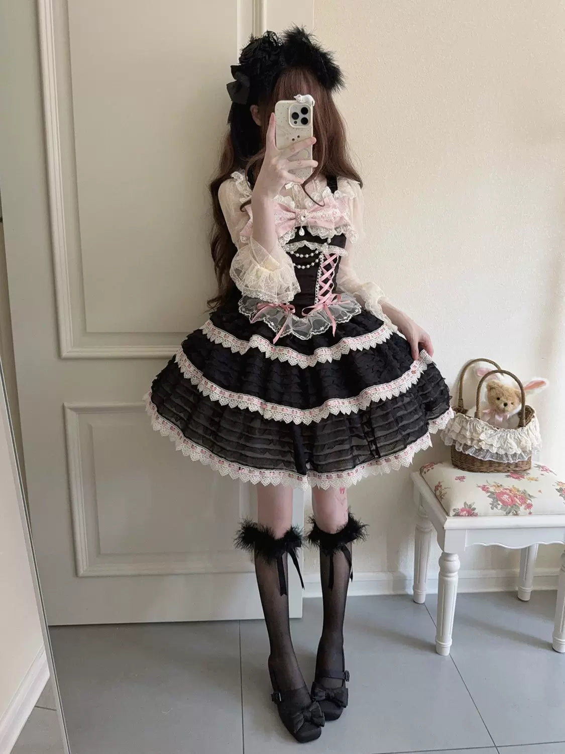 Floral Elegy - Sweet Lolita JSK Dress, Tiered Hem - image 21