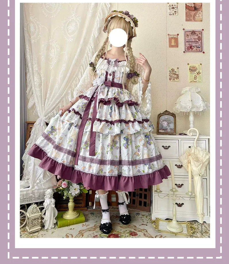 Blueberry Midsummer - Country Lolita Tiered JSK, Blueberry Print - image 8