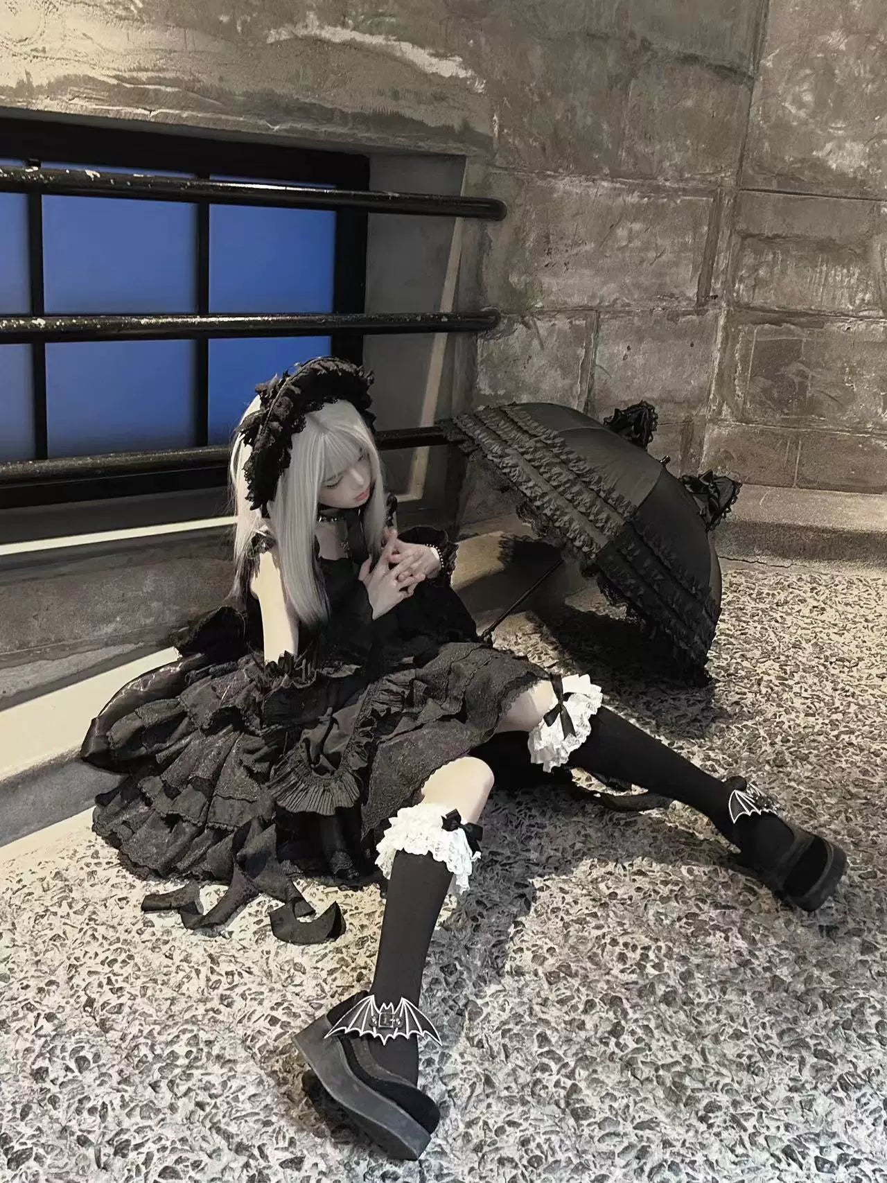 Mori Isle - Solid Gothic Lolita JSK Dress, Embroidered Lace - image 14