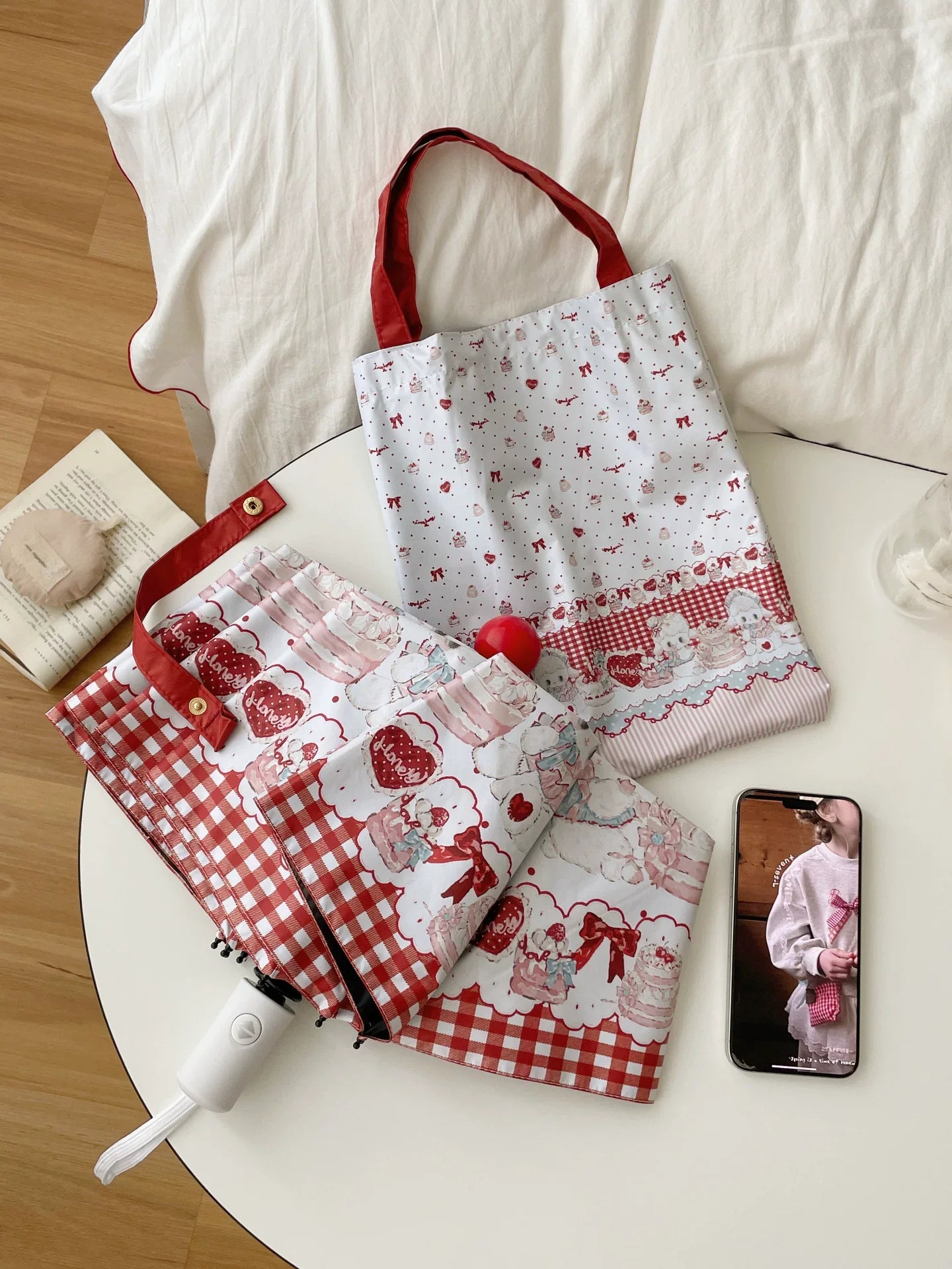 Foldable Printed UPF50+ Lolita Parasol with Black Coating - image 7