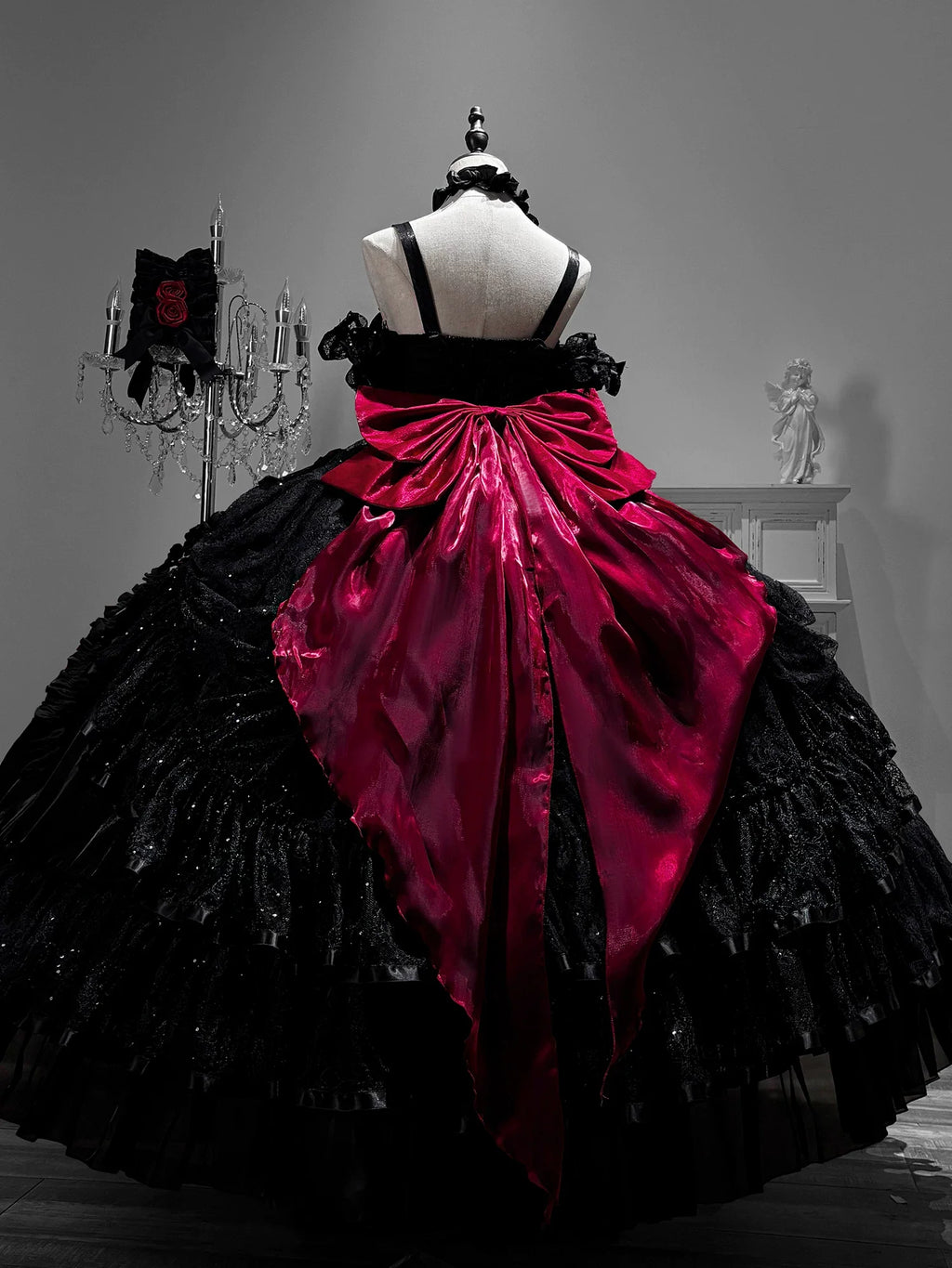 Gothic Lolita Wedding Corset JSK Dress, Lift-Up Hem - image 5