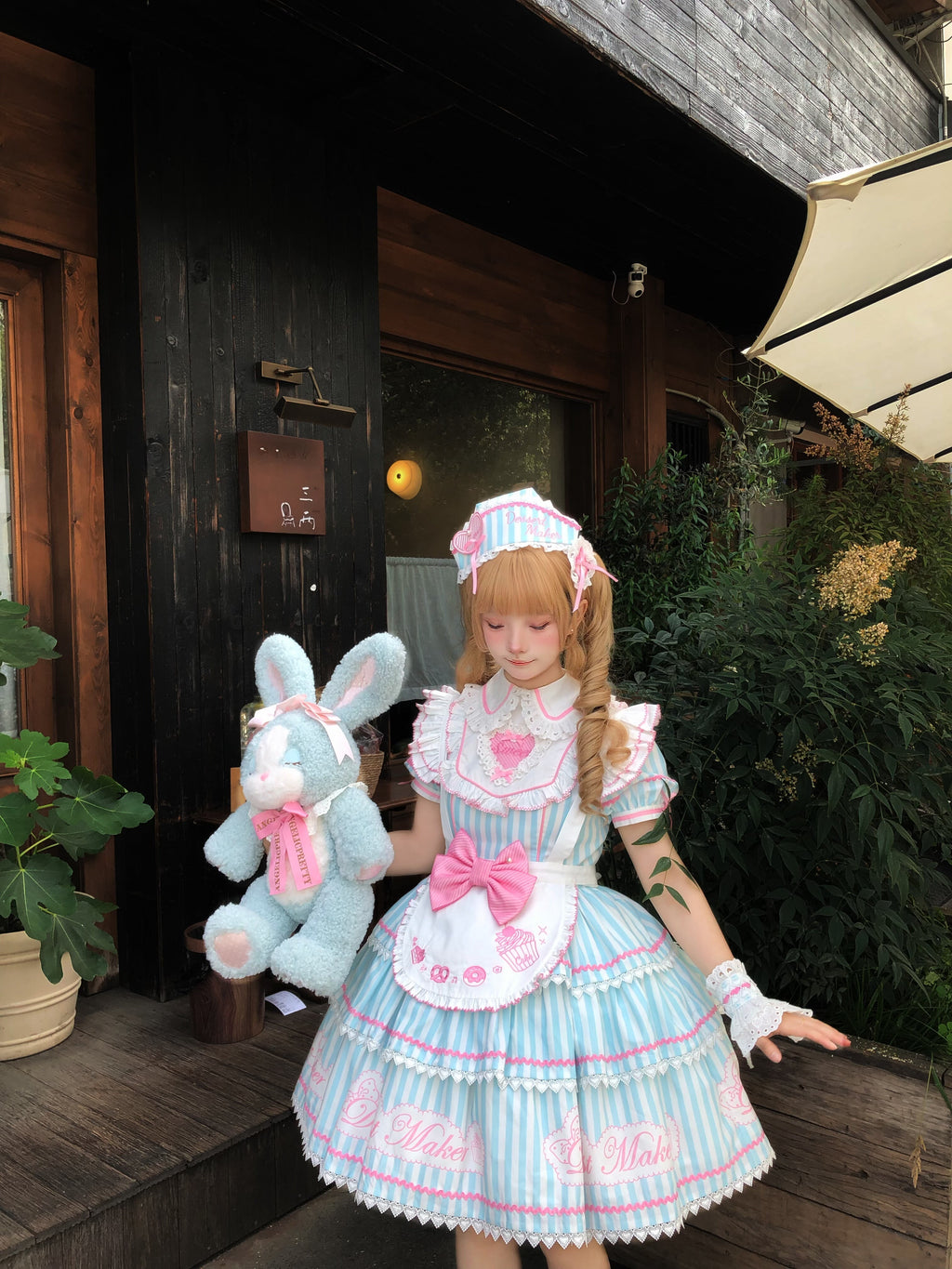 Sweet Butler - Maid Lolita Striped OP Dress, Embroidered Collar - image 19