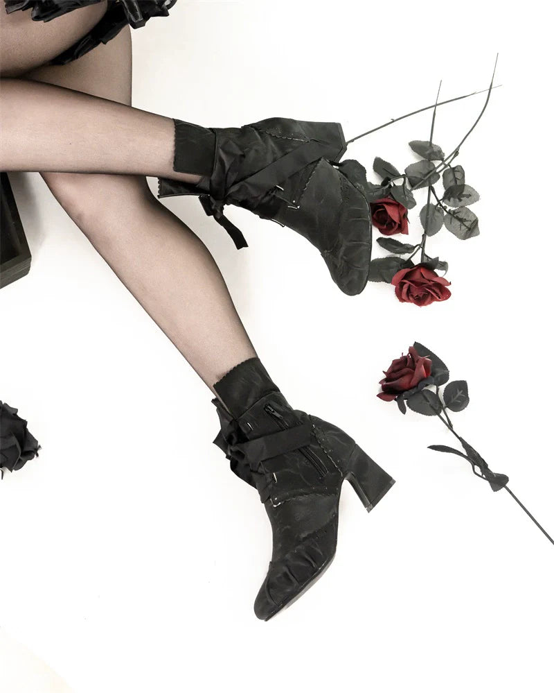 Lady Incognita - Retro Lolita Ankle Boots, Size Zipper - image 9