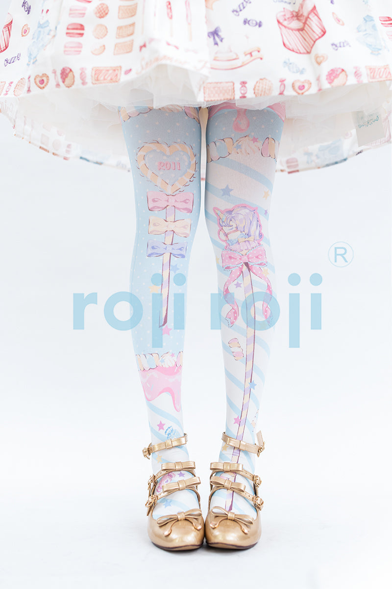 Fairy Kei Sweet Lolita Print Stockings - image 5