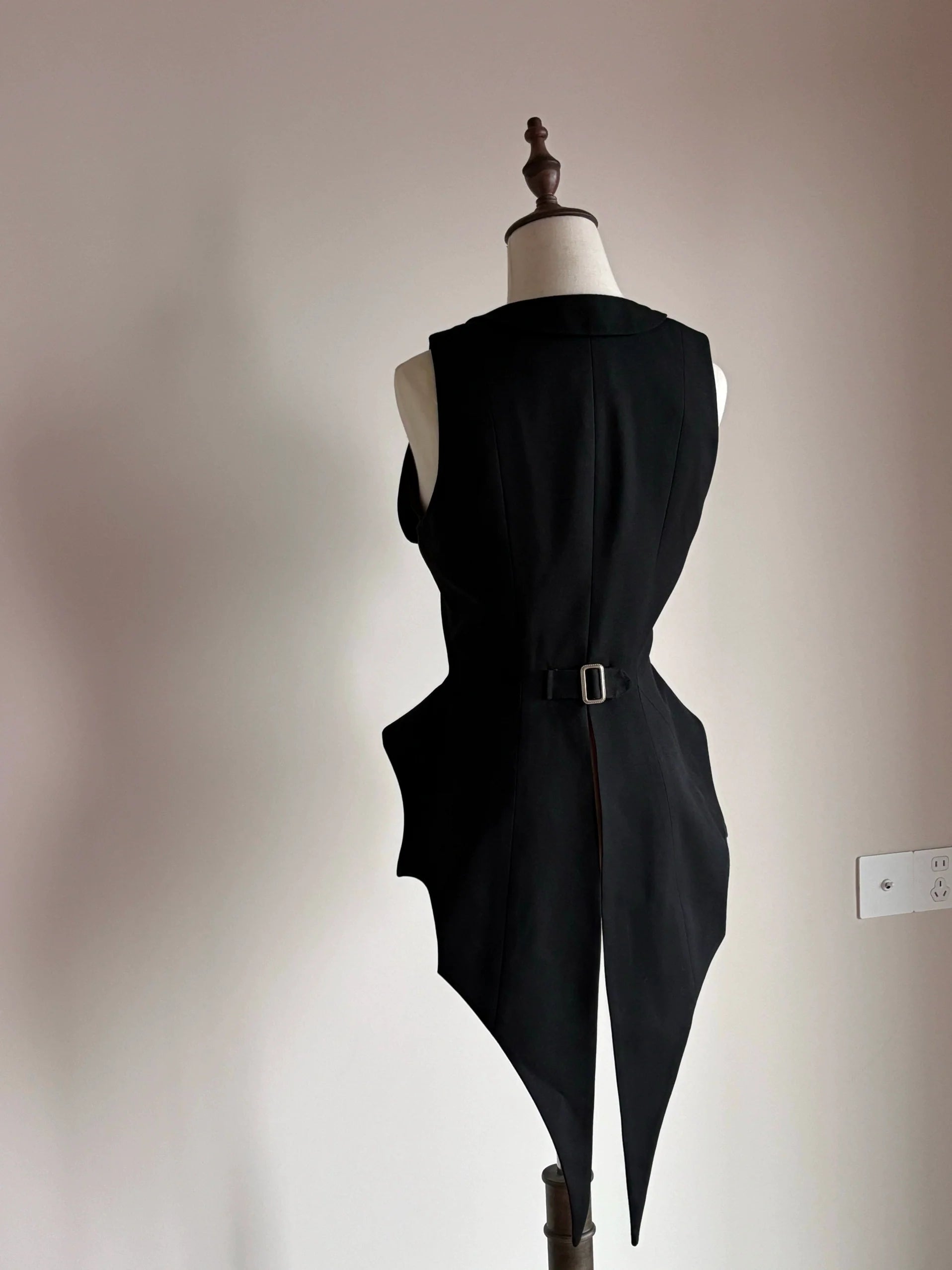 Final Nocturne - Black Gothic Lolita Vest, Bat-Wing Shape - image 12