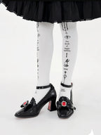 Night Banquet - Gothic Lolita Square-Toe Shoes with Ruby Bow - image 3