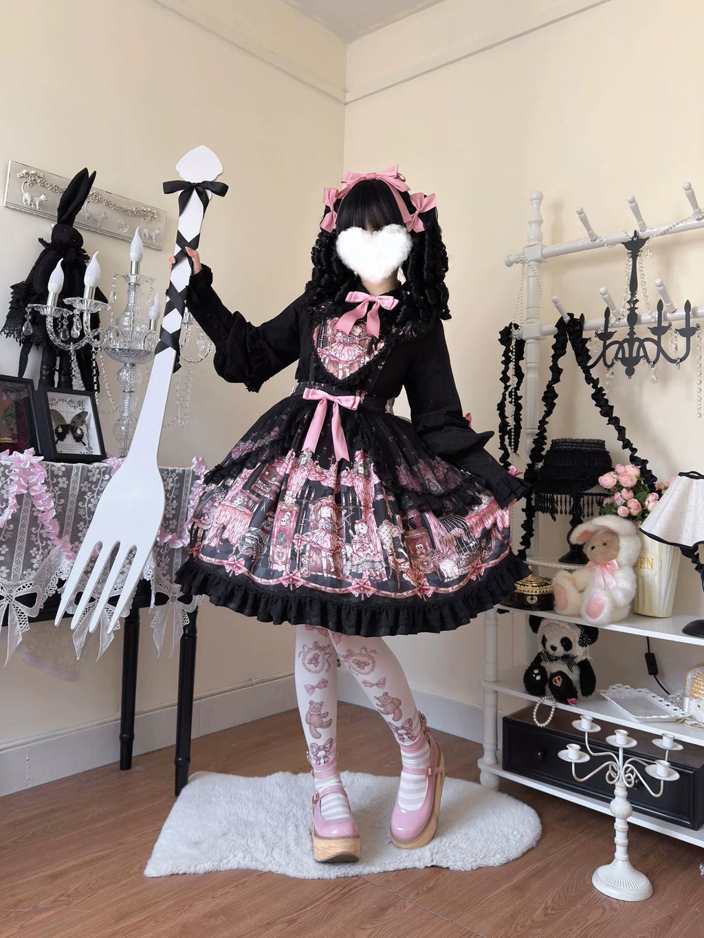 Missing Lamb Case - Gothic Lolita Dress Set with Sheep Prints - image 42
