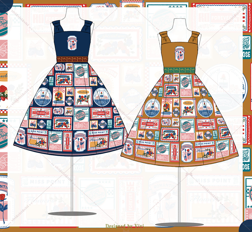 Strawberry Rose - Vintage American Casual Lolita JSK Dress - image 9