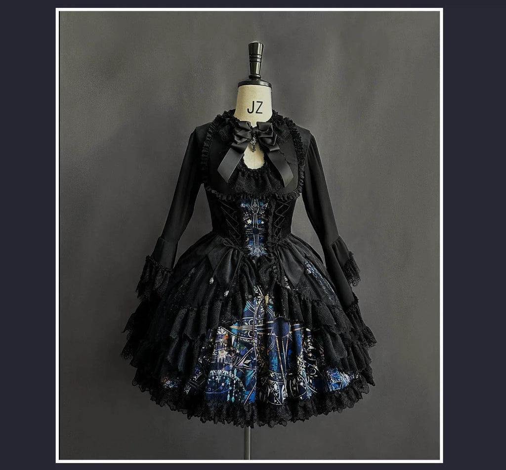 Night Traveler - Classic Gothic Lolita Dress with Stained Glass Window Print - image 17