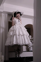 Cotton Gothic Lolita Long JSK, Drawn-up Hem - image 83