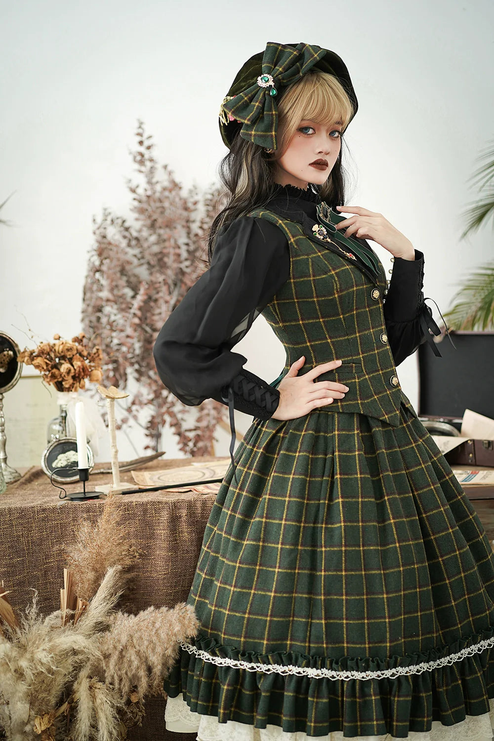 Rose - Elegant Lolita Fishbone Grid Skirt Customized - image 59