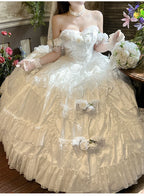 Love and Roses Princess Bridal Lolita Dress with Tiered Rose Skirt - image 6