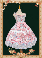 Candy House - Old School Lolita Cake Print JSK Dress, Side Zipper and Accessories - image 9