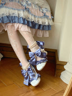 Ribbon Anthem - Wedding Classic Lolita Heels with Detachable Bow and Pearl Ribbon - image 1