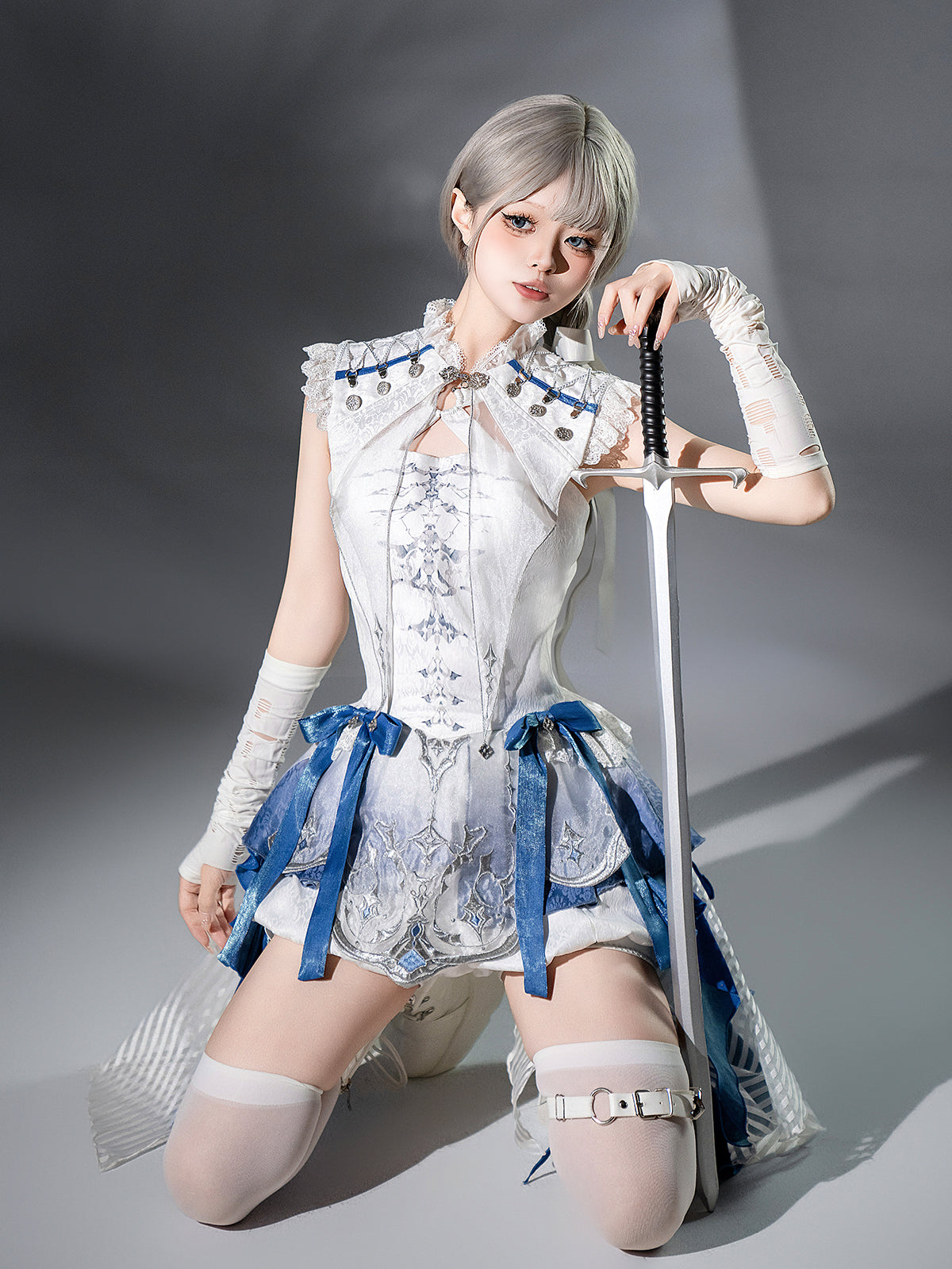 Blue Dragon Bone Ouji Lolita Shorts Suit with Trailing - image 10