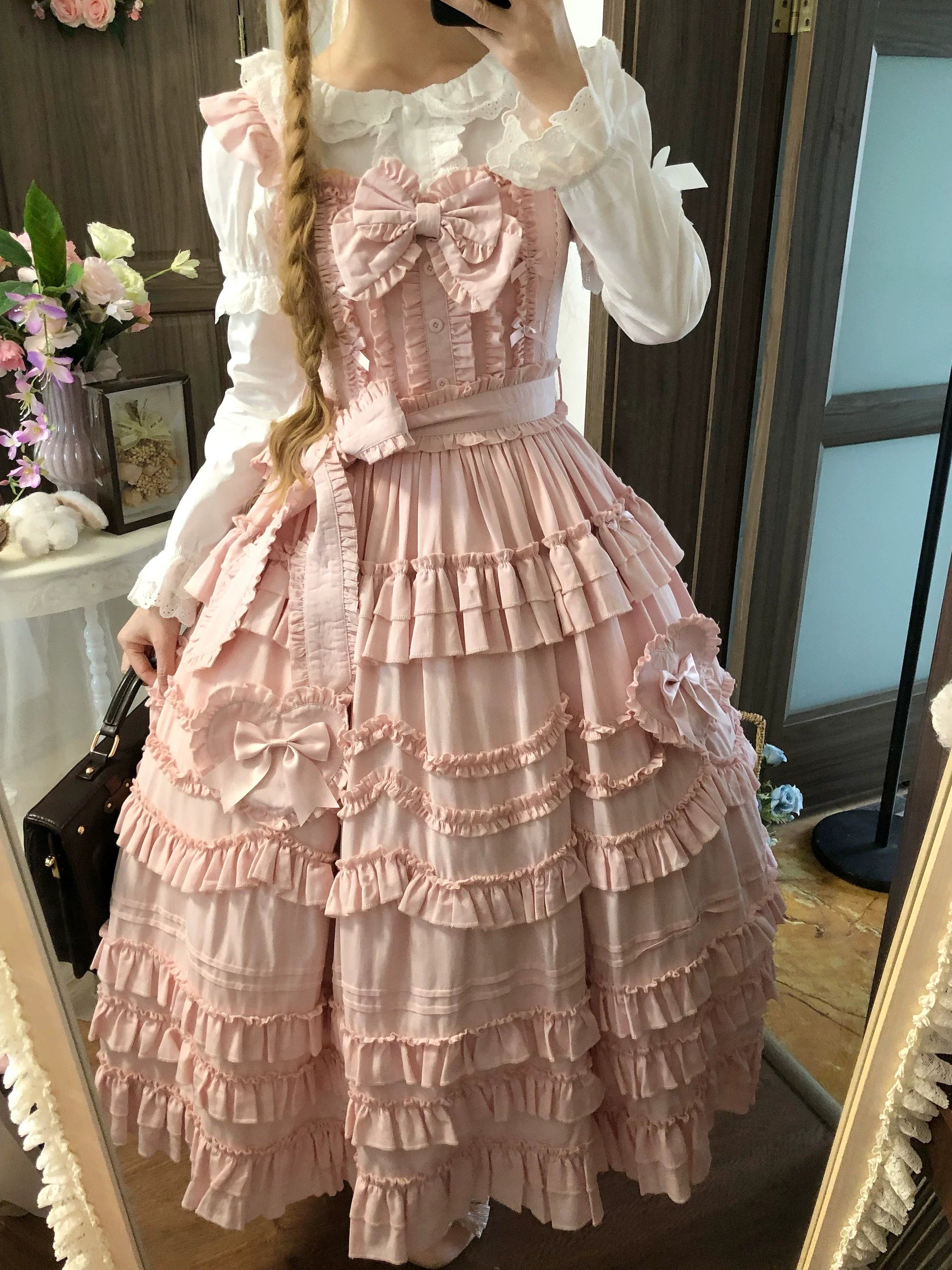 Loveheart - Solid Classic Lolita JSK Dress, Tiered Hem - image 12