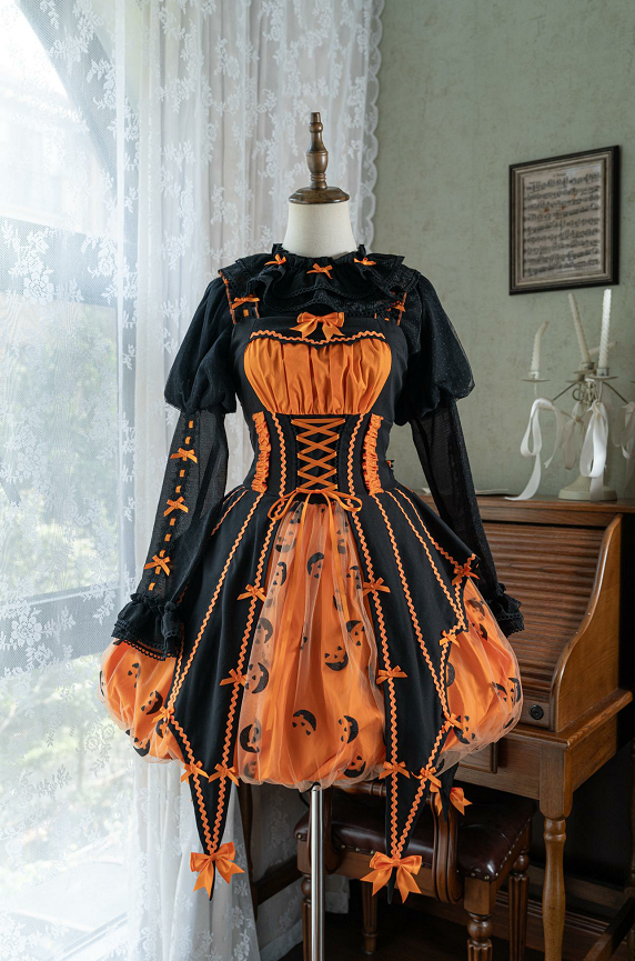 Halloween Gothic Lolita JSK Dress, Pumpkin-inspired Dress - image 6