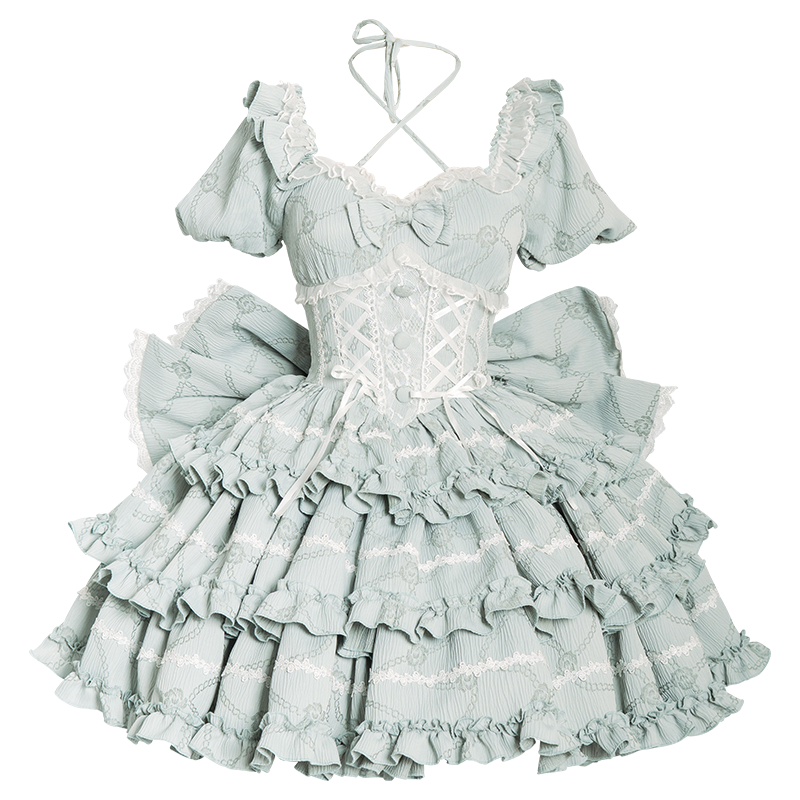 Puff Rose - Sweet Lolita OP Princess Bow Trailing Lolita Dress - image 11