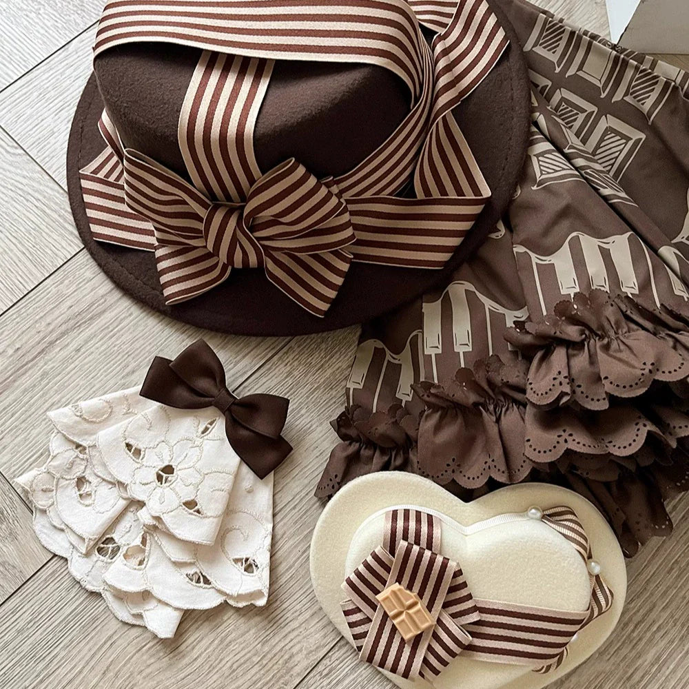 Classical Chocolate - Lolita Bowler Hats, BNT, Berets, Jabot and Brooches - image 1