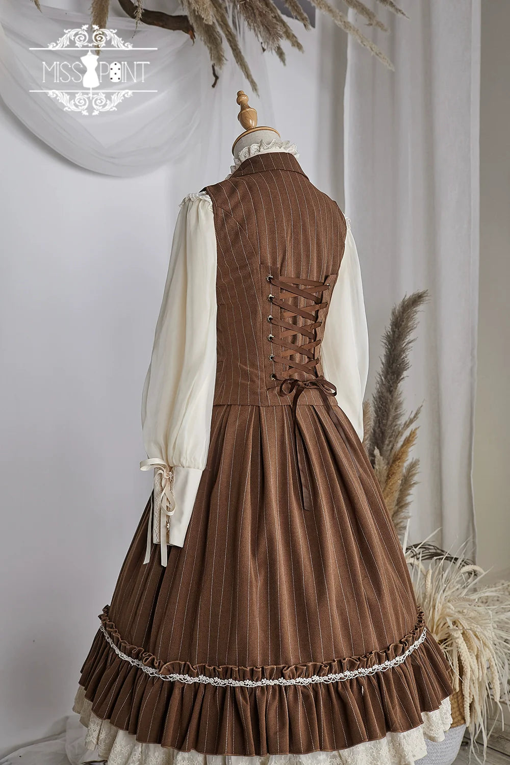 Rose Doll - Elegant Lolita Striped Fishbone Skirt - image 93