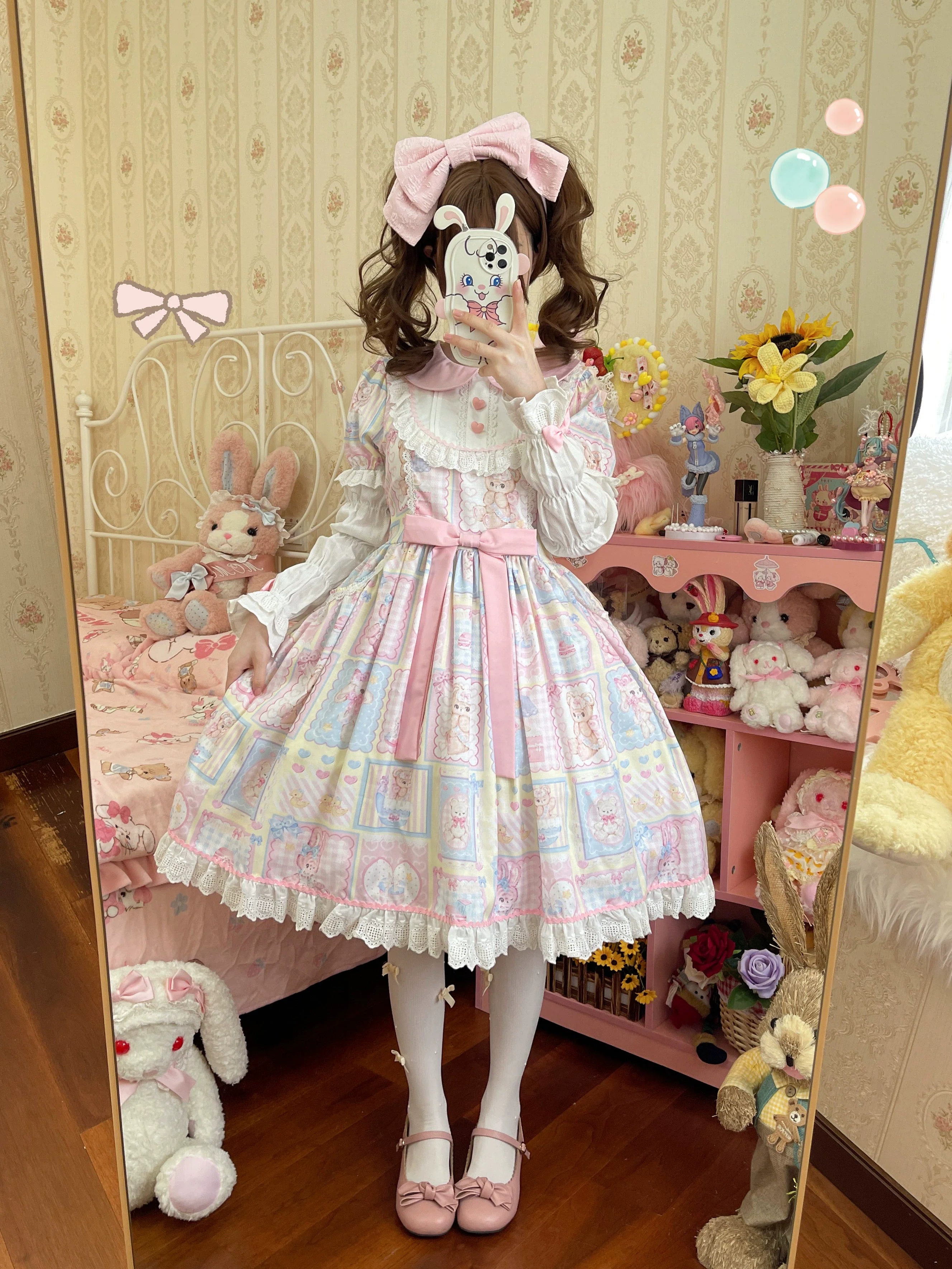 Sweet Bunny Bear - Sweet Lolita Dress Long Sleeve Winter Lolita OP - image 5
