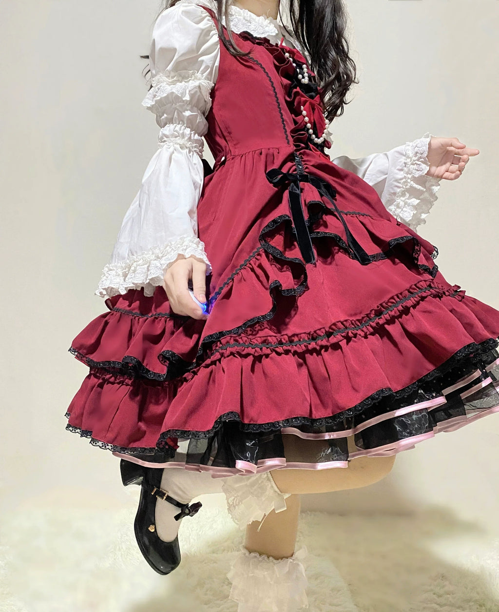 Black Lolita Doll OP/JSK with Adjustable Elasticity - image 17