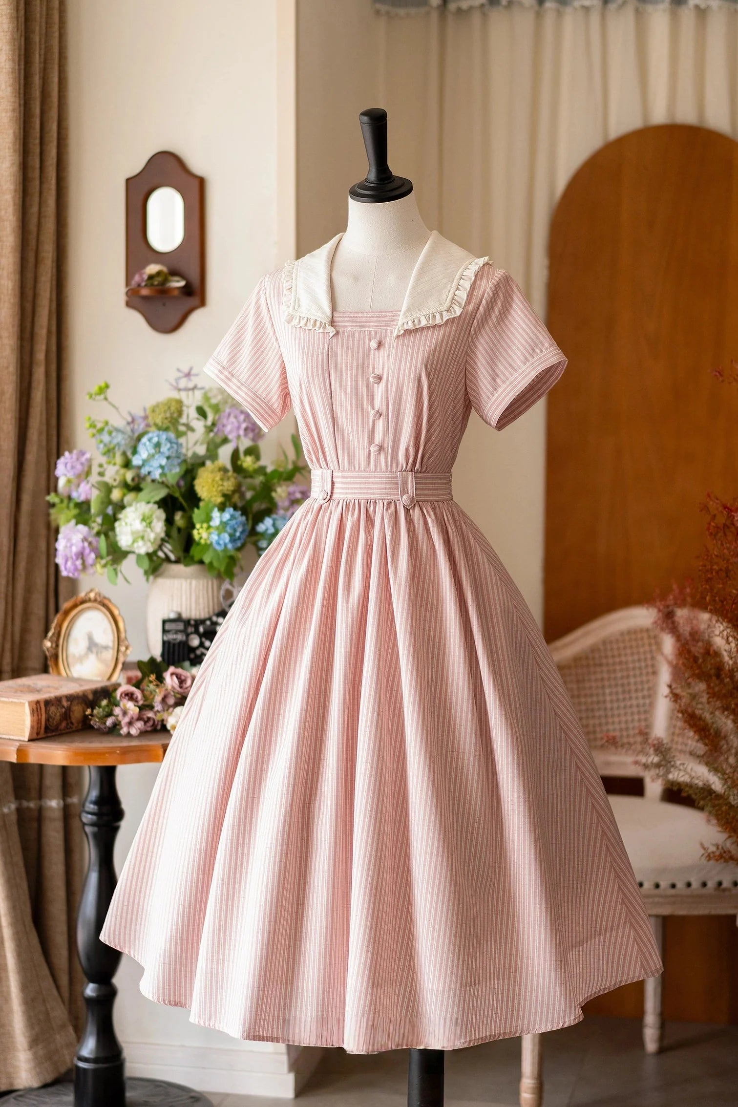 French Vintage - Linen Cotton Classic Swing Dress - image 1