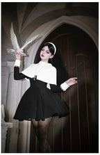 Nihil - Gothic Nun Lolita OP Dress, Irregular Hem Cape and Accessories - image 41