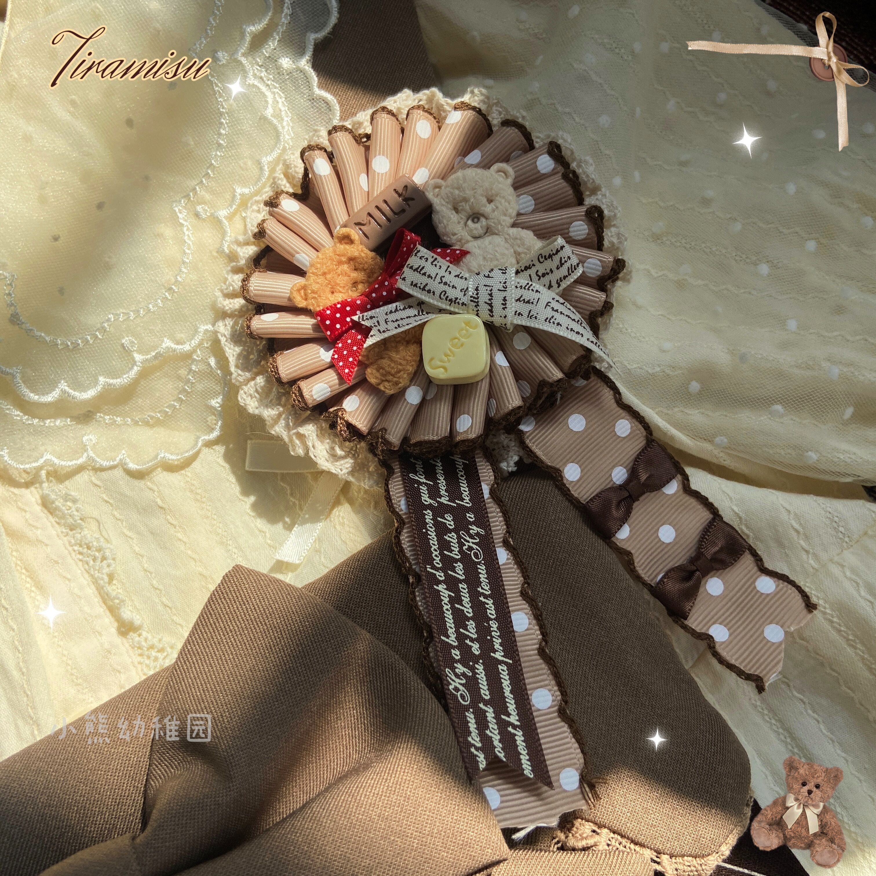 Augustina - Kawaii Lolita Chocolate Paired Brooch and Hair Clip - image 4