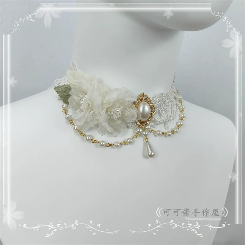 Elegant Lolita Rose Gemstone Pearl Necklace - image 7