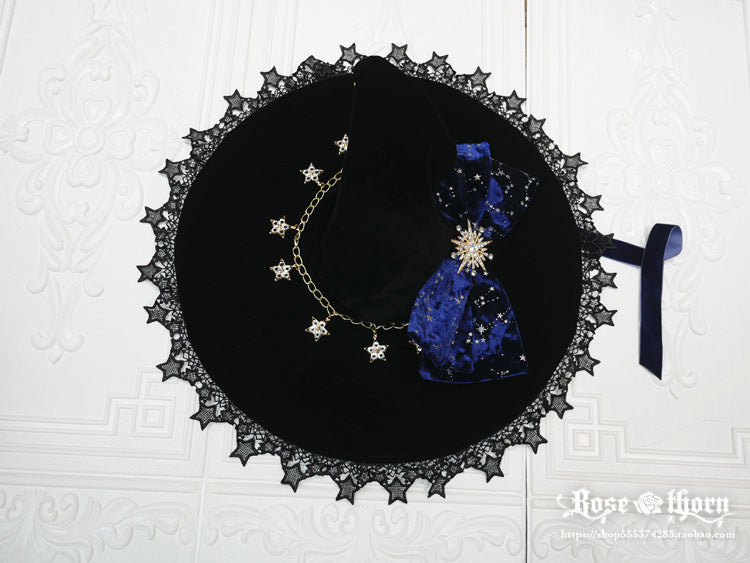 Polar Night Sky - Halloween Gorgeous Gilding Lolita Witch Hat - image 15