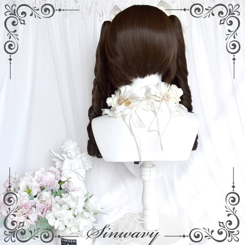 Fairy Tale Town - Classic Lolita Dark Brown Curly Twin-Tail Wig - image 9