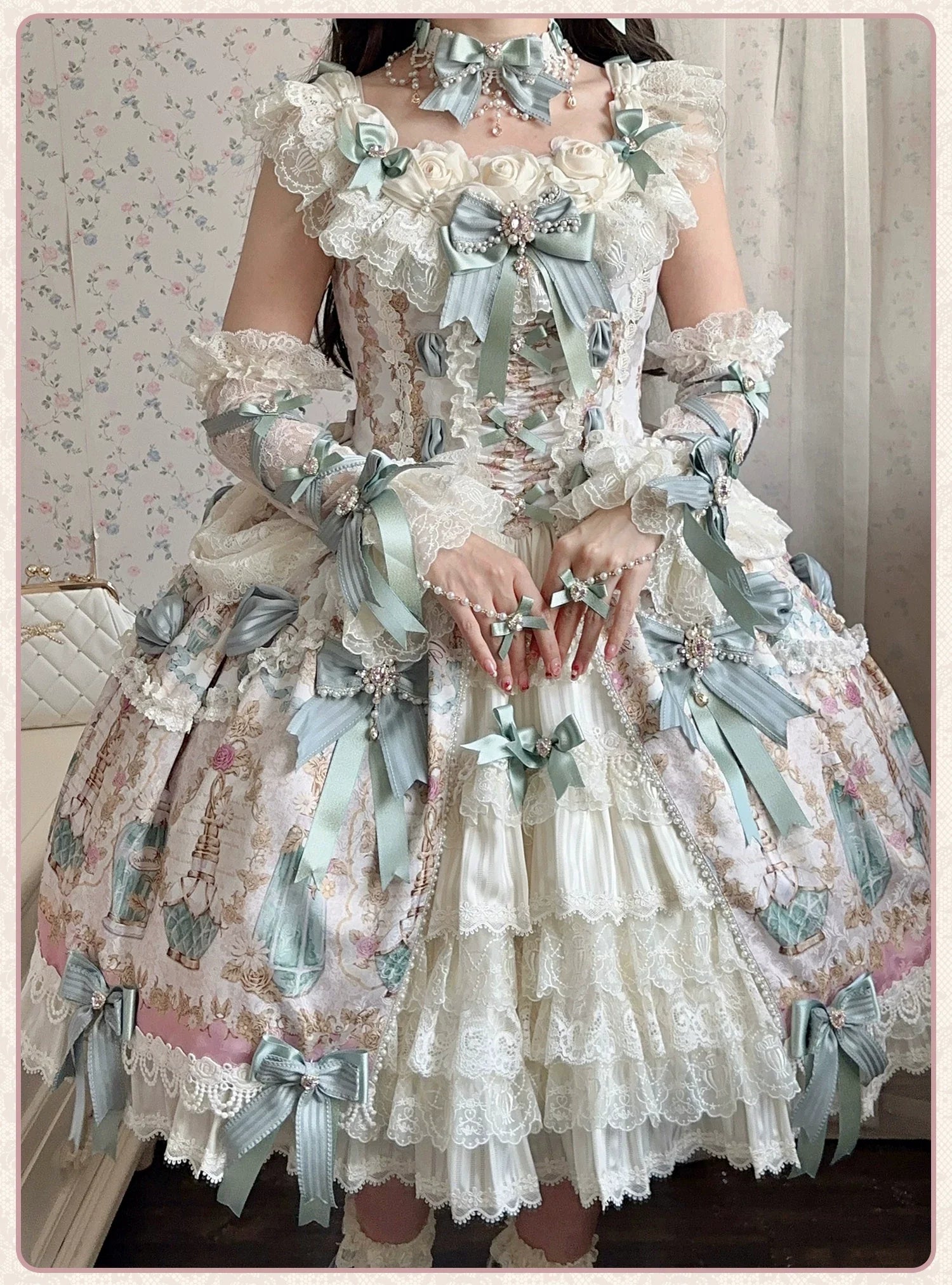 Antique Gem Fragrance - Classic Lolita OP and JSK Dress Sets - image 23
