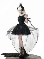 Star Swan Dream - Black Gothic Lolita JSK Dress, Swan Embroidery - image 14